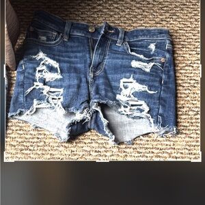 American Eagle Outfitters Blue Jean Shorts Distressed Frayed Hem